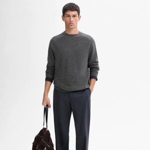 Massimo Dutti NWT Men 100% merino wool gray sweater